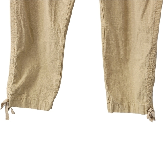 𝅺COTTON Textured Khaki Capris Cropped Trousers Lady Hathaway Drawstring SZ 8 - Picture 3 of 11